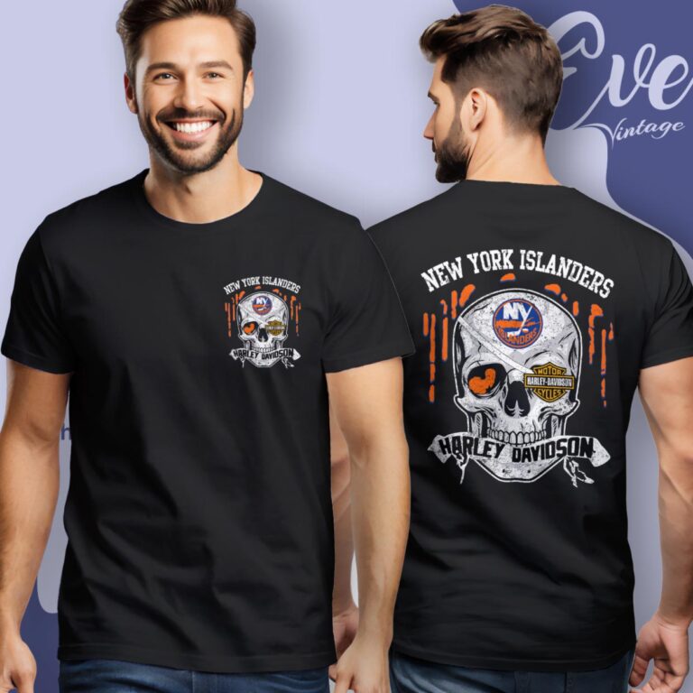 New York Islanders Harley Davidson Skull Shirt Women T Shirt New York Islanders Harley Davidson Skull Shirt Women T Shirt