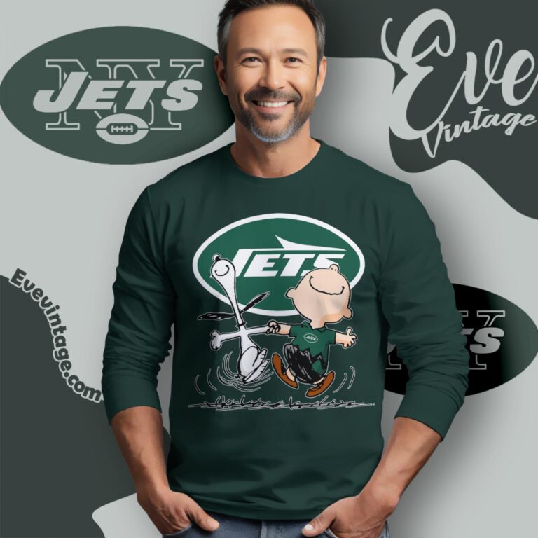 New York Jets Charlie Brown Snoopy Happy Dancing Shirt Long Sleeve Tee New York Jets Charlie Brown Snoopy Happy Dancing Shirt Long Sleeve Tee