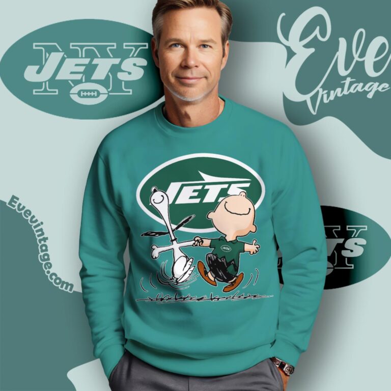 New York Jets Charlie Brown Snoopy Happy Dancing Shirt Sweatshirt New York Jets Charlie Brown Snoopy Happy Dancing Shirt Sweatshirt