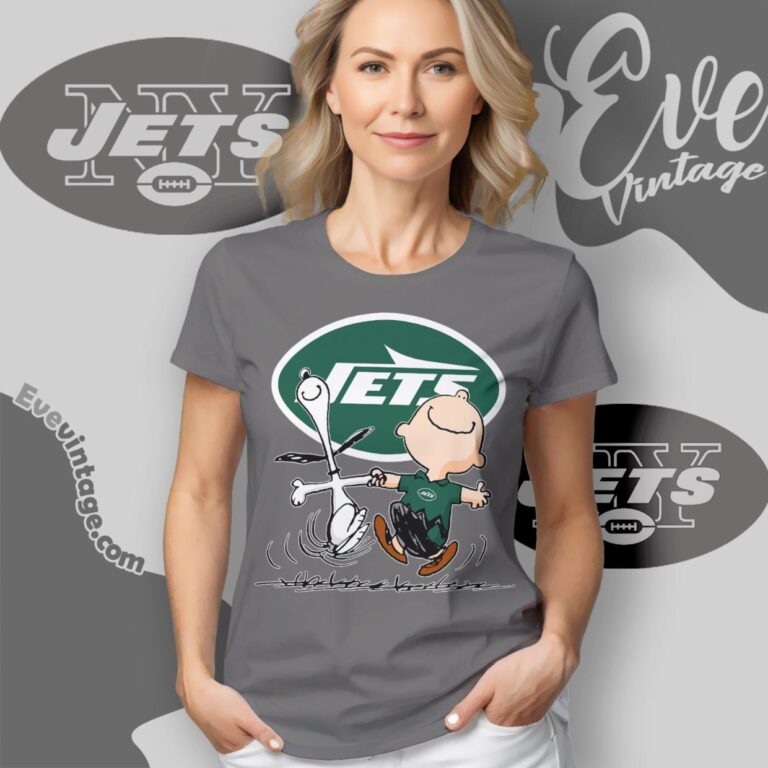New York Jets Charlie Brown Snoopy Happy Dancing Shirt Women T Shirt New York Jets Charlie Brown Snoopy Happy Dancing Shirt Women T Shirt