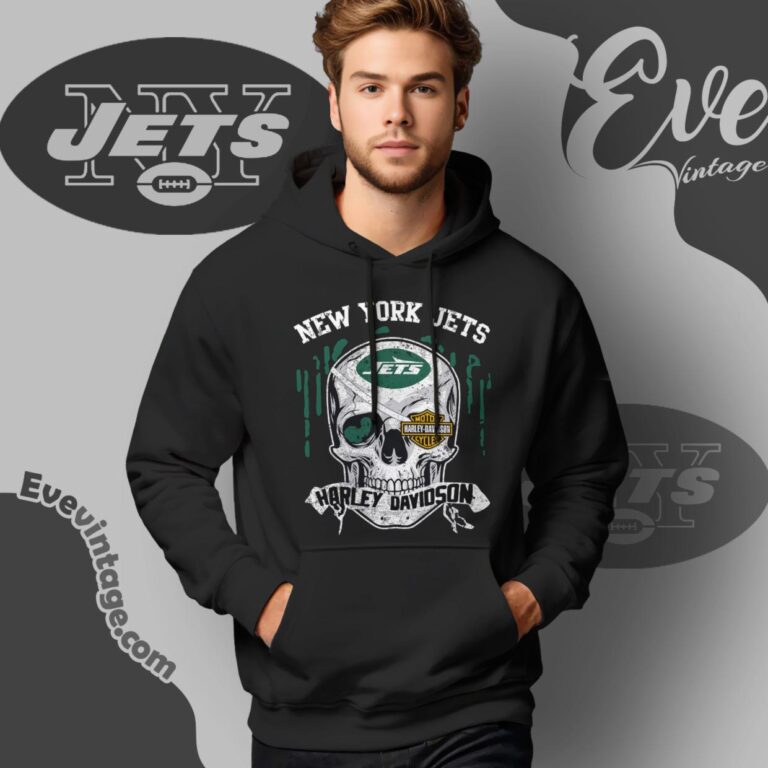 New York Jets Harley Davidson Skull Shirt Hoodie New York Jets Harley Davidson Skull Shirt Hoodie