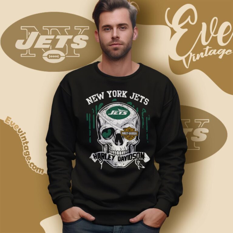 New York Jets Harley Davidson Skull Shirt Sweatshirt New York Jets Harley Davidson Skull Shirt Sweatshirt