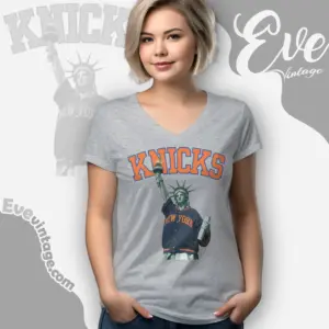 New York Knicks Championship Statue Of Liberty V Neck TShirt