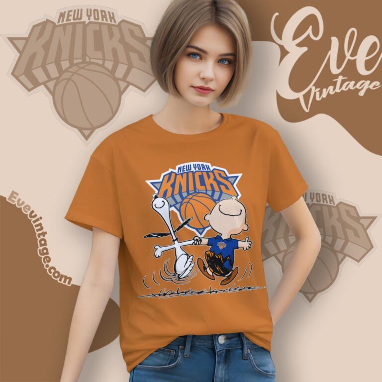 New York Knicks Charlie Brown Snoopy Happy Dancing Shirt Women T Shirt New York Knicks Charlie Brown Snoopy Happy Dancing Shirt Women T Shirt