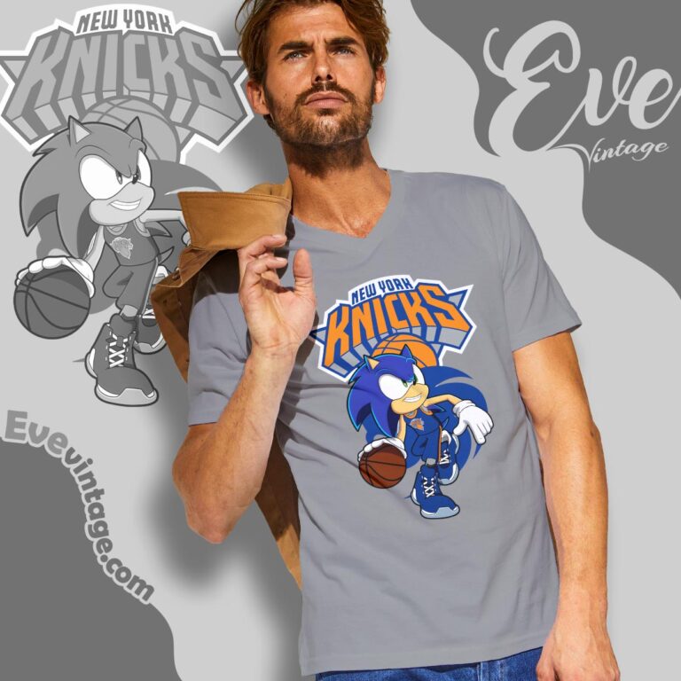 New York Knicks Sonic The Hedgehog Shirt V Neck TShirt New York Knicks Sonic The Hedgehog Shirt V Neck TShirt