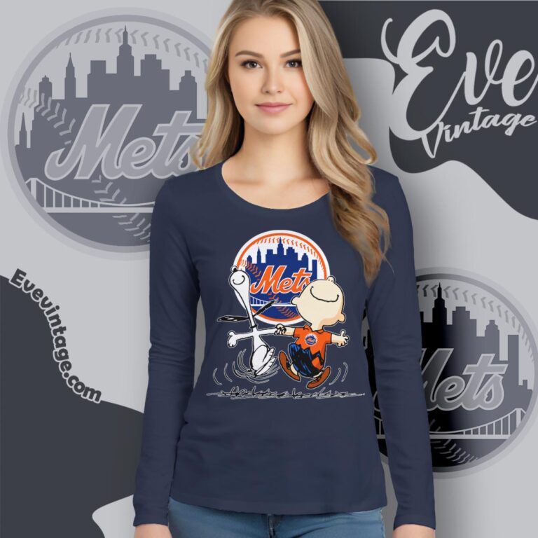New York Mets Charlie Brown Snoopy Happy Dancing Shirt Long Sleeve Tee New York Mets Charlie Brown Snoopy Happy Dancing Shirt Long Sleeve Tee
