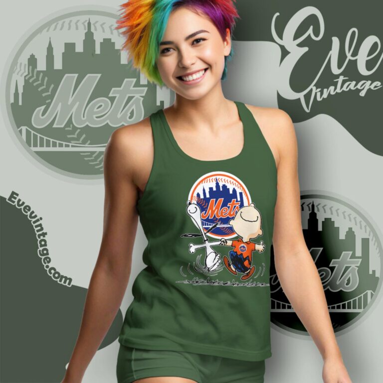 New York Mets Charlie Brown Snoopy Happy Dancing Shirt Tank Top Racerback New York Mets Charlie Brown Snoopy Happy Dancing Shirt Tank Top Racerback