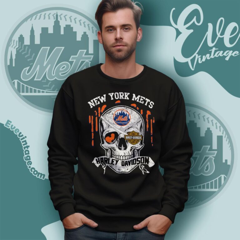 New York Mets Harley Davidson Skull Shirt Sweatshirt New York Mets Harley Davidson Skull Shirt Sweatshirt
