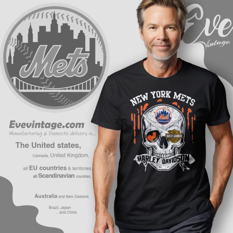 New York Mets Harley Davidson Skull Shirt T Shirt New York Mets Harley Davidson Skull Shirt T Shirt