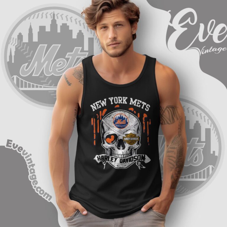 New York Mets Harley Davidson Skull Shirt Tank Top Racerback New York Mets Harley Davidson Skull Shirt Tank Top Racerback