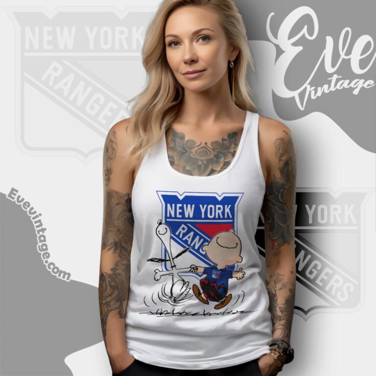 New York Rangers Charlie Brown Snoopy Happy Dancing Shirt Tank Top Racerback New York Rangers Charlie Brown Snoopy Happy Dancing Shirt Tank Top Racerback