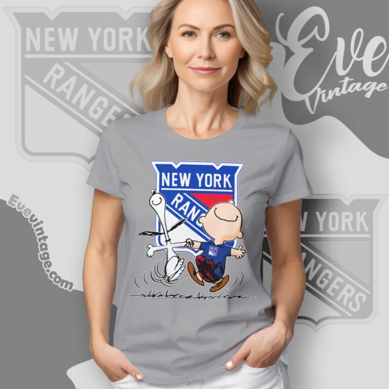 New York Rangers Charlie Brown Snoopy Happy Dancing Shirt Women T Shirt New York Rangers Charlie Brown Snoopy Happy Dancing Shirt Women T Shirt