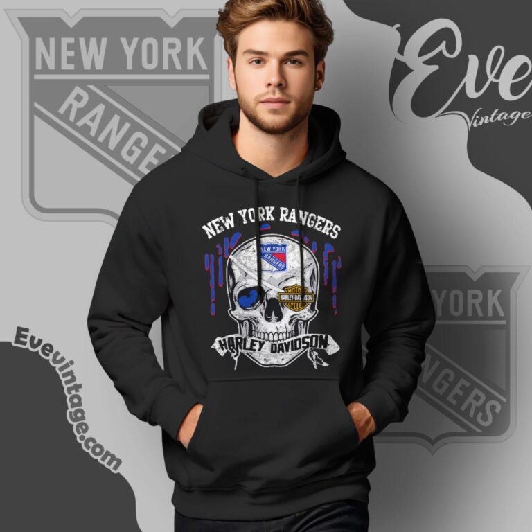 New York Rangers Harley Davidson Skull Shirt Hoodie New York Rangers Harley Davidson Skull Shirt Hoodie