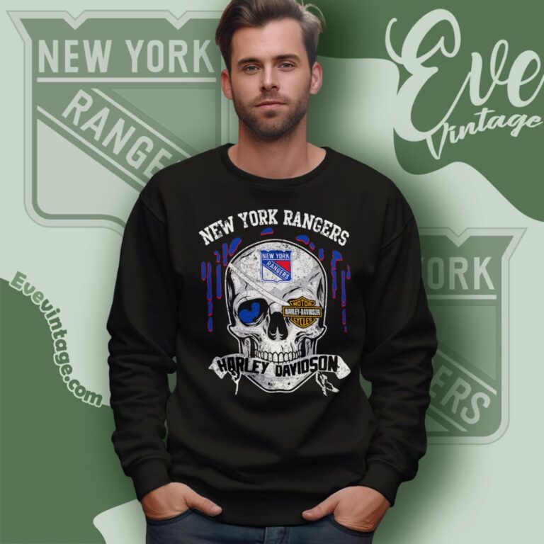 New York Rangers Harley Davidson Skull Shirt Sweatshirt New York Rangers Harley Davidson Skull Shirt Sweatshirt