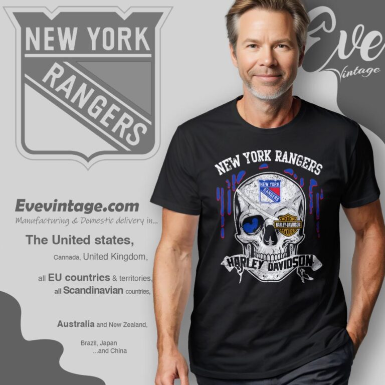 New York Rangers Harley Davidson Skull Shirt T Shirt New York Rangers Harley Davidson Skull Shirt T Shirt