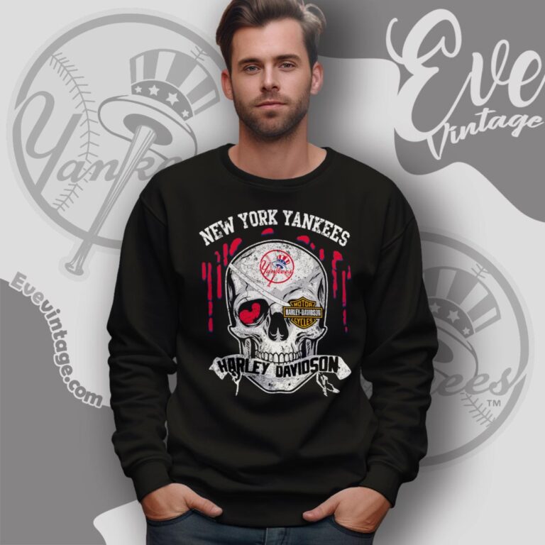New York Yankees Harley Davidson Skull Shirt Sweatshirt New York Yankees Harley Davidson Skull Shirt Sweatshirt