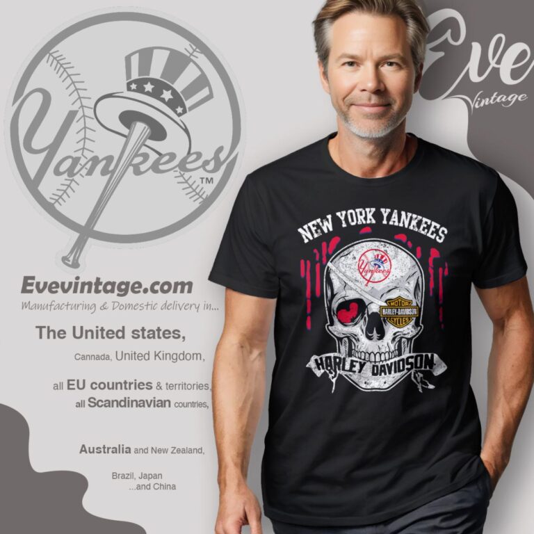 New York Yankees Harley Davidson Skull Shirt T Shirt New York Yankees Harley Davidson Skull Shirt T Shirt