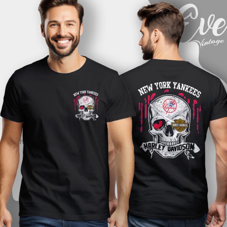 New York Yankees Harley Davidson Skull Shirt Women T Shirt New York Yankees Harley Davidson Skull Shirt Women T Shirt