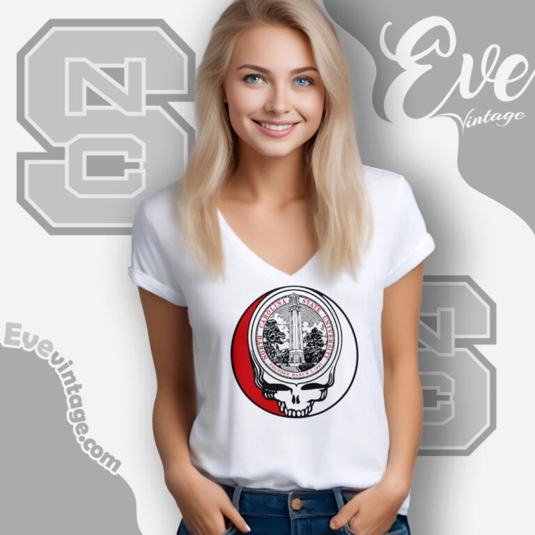 North Carolina State University Steal Your Face Grateful Dead Shirt V Neck TShirt North Carolina State University Steal Your Face Grateful Dead Shirt V Neck TShirt