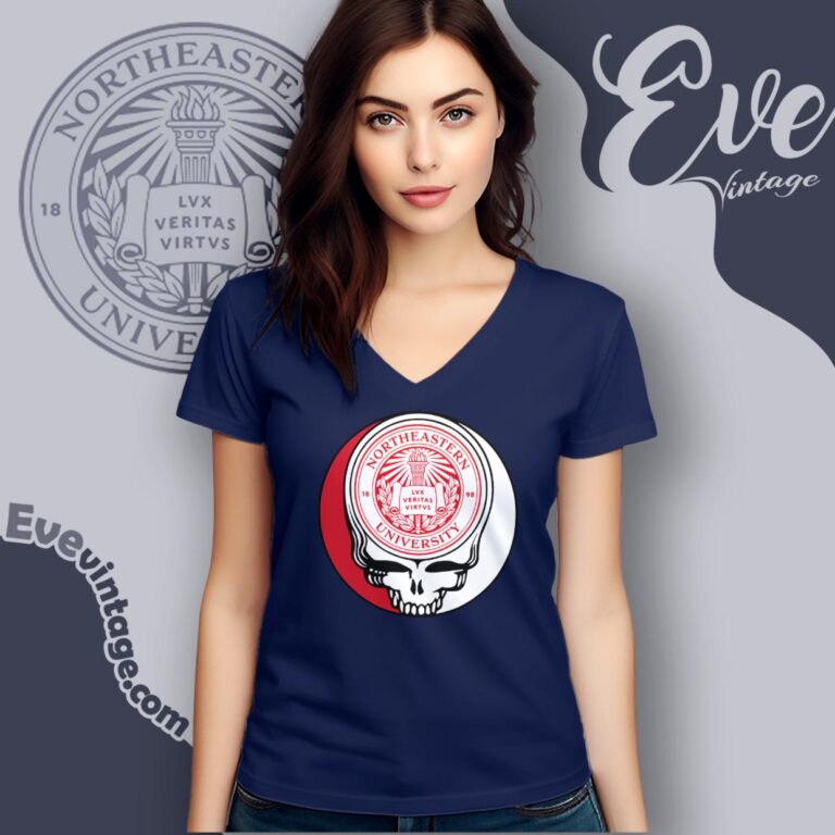 Northeastern University Steal Your Face Grateful Dead Shirt V Neck TShirt Northeastern University Steal Your Face Grateful Dead Shirt V Neck TShirt