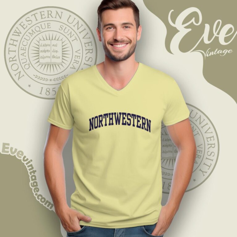 Northwestern University Classic Logo Shirt V Neck TShirt Northwestern University Classic Logo Shirt V Neck TShirt