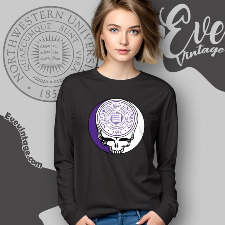 Northwestern University Steal Your Face Grateful Dead Shirt Long Sleeve Tee Northwestern University Steal Your Face Grateful Dead Shirt Long Sleeve Tee