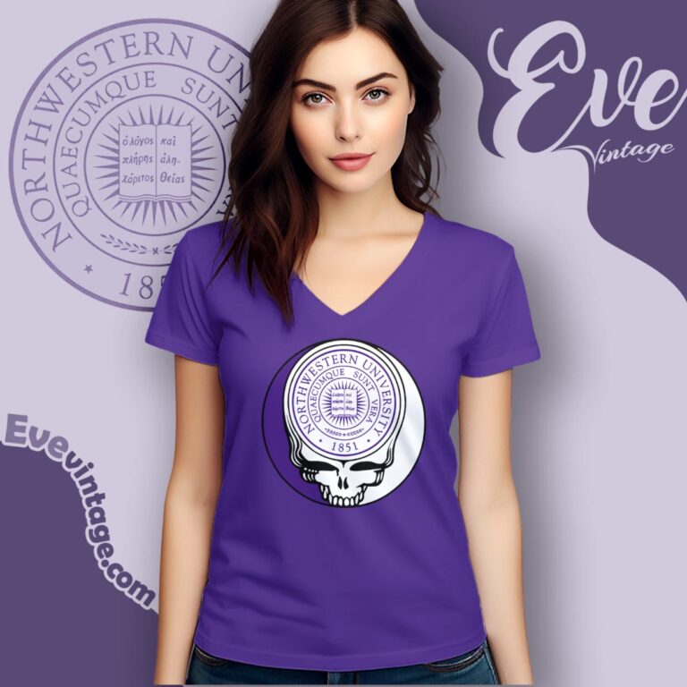 Northwestern University Steal Your Face Grateful Dead Shirt V Neck TShirt Northwestern University Steal Your Face Grateful Dead Shirt V Neck TShirt