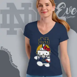 Notre Dame Fighting Hello Kitty Football V Neck TShirt