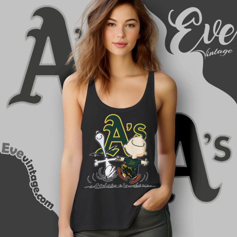 Oakland Athletics Charlie Brown Snoopy Happy Dancing Shirt Tank Top Racerback Oakland Athletics Charlie Brown Snoopy Happy Dancing Shirt Tank Top Racerback