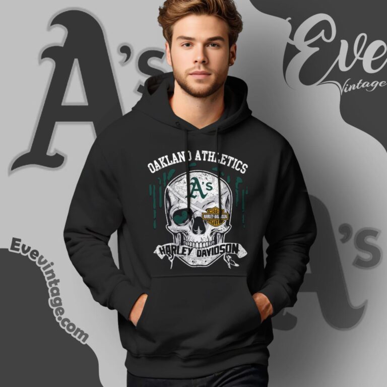 Oakland Athletics Harley Davidson Skull Hoodie Oakland Athletics Harley Davidson Skull Hoodie