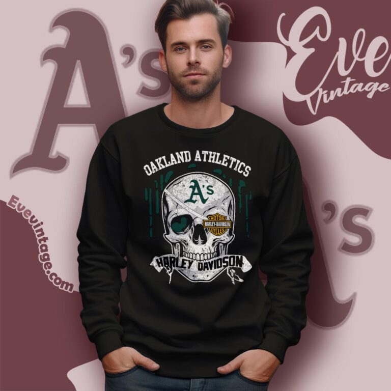 Oakland Athletics Harley Davidson Skull Sweatshirt Oakland Athletics Harley Davidson Skull Sweatshirt