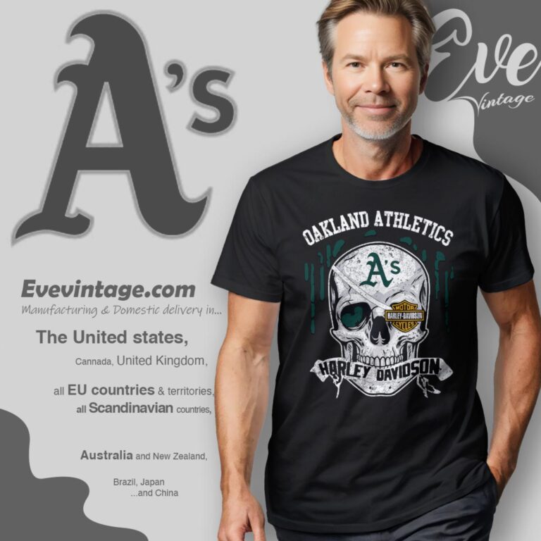 Oakland Athletics Harley Davidson Skull T Shirt Oakland Athletics Harley Davidson Skull T Shirt