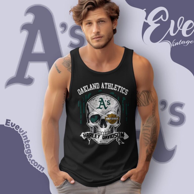 Oakland Athletics Harley Davidson Skull Tank Top Racerback Oakland Athletics Harley Davidson Skull Tank Top Racerback
