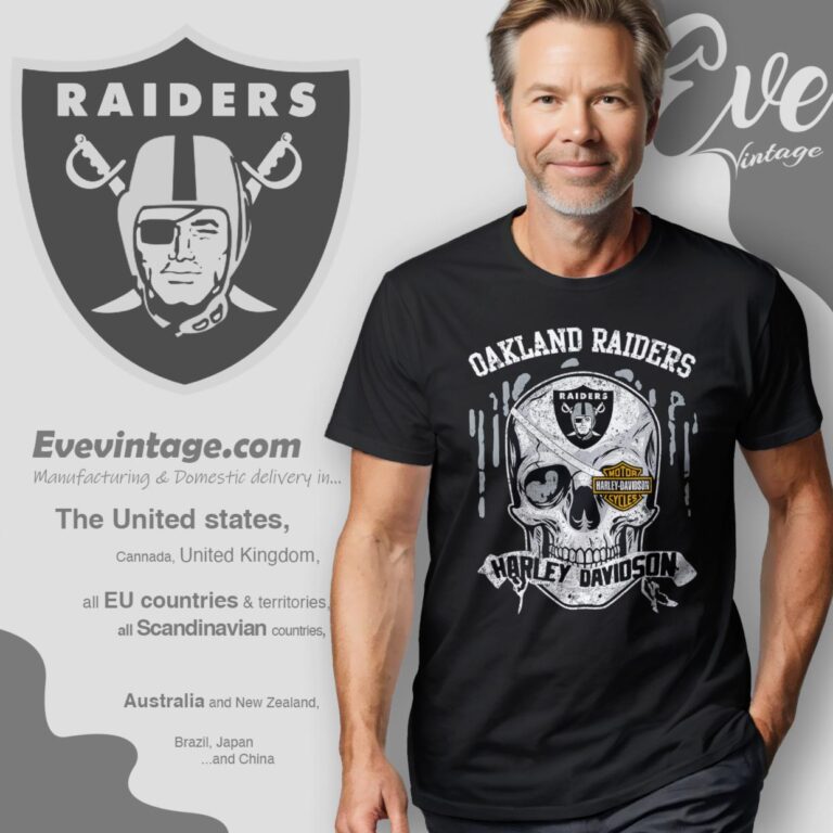 Oakland Raiders Harley Davidson Skull Shirt T Shirt Oakland Raiders Harley Davidson Skull Shirt T Shirt
