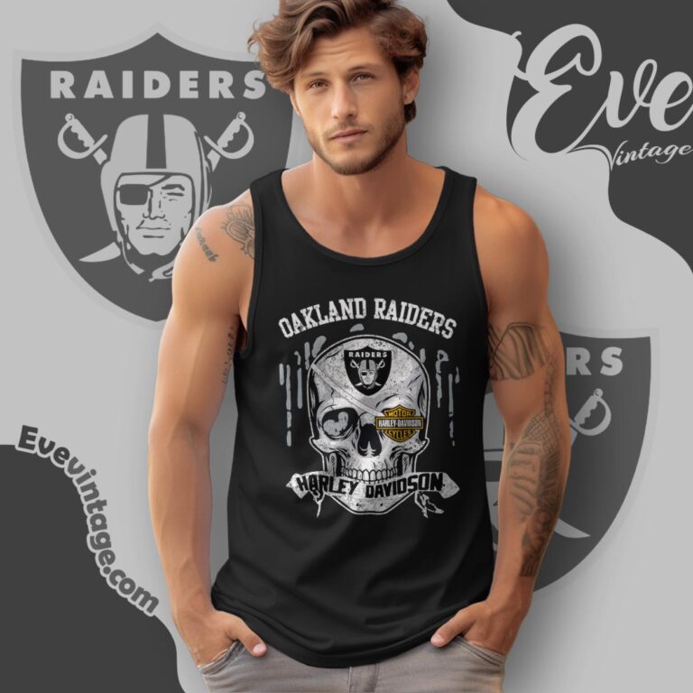 Oakland Raiders Harley Davidson Skull Shirt Tank Top Racerback Oakland Raiders Harley Davidson Skull Shirt Tank Top Racerback