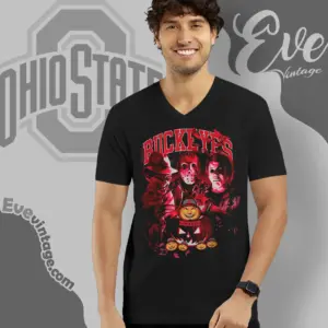Ohio State Buckeyes Horror Halloween Shirt V Neck TShirt
