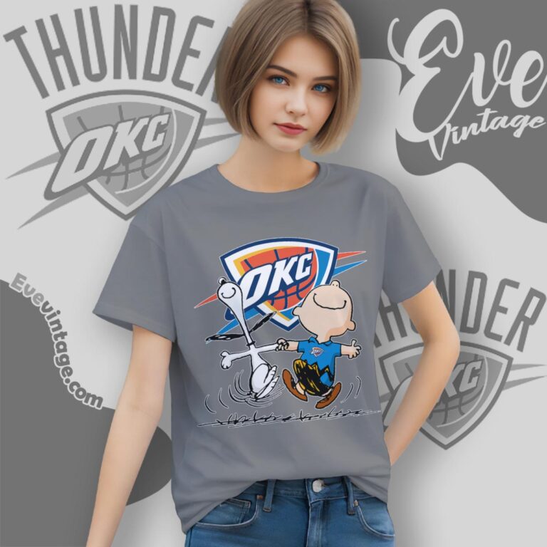 Oklahoma City Thunder Charlie Brown Snoopy Happy Dancing Shirt Women T Shirt Oklahoma City Thunder Charlie Brown Snoopy Happy Dancing Shirt Women T Shirt