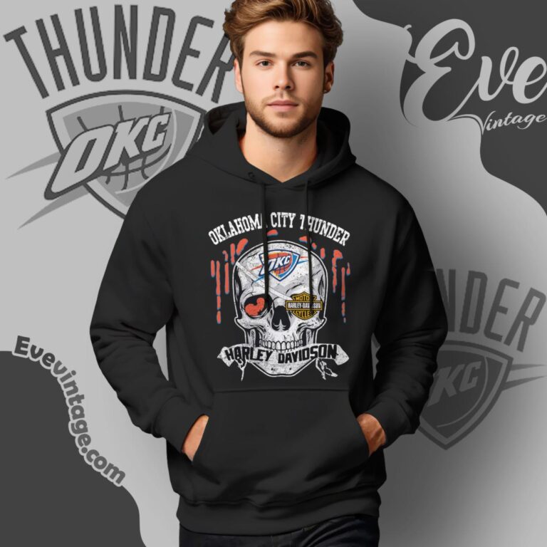 Oklahoma City Thunder Harley Davidson Skull Shirt Hoodie Oklahoma City Thunder Harley Davidson Skull Shirt Hoodie