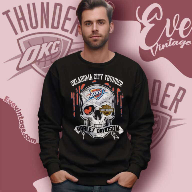 Oklahoma City Thunder Harley Davidson Skull Shirt Sweatshirt Oklahoma City Thunder Harley Davidson Skull Shirt Sweatshirt