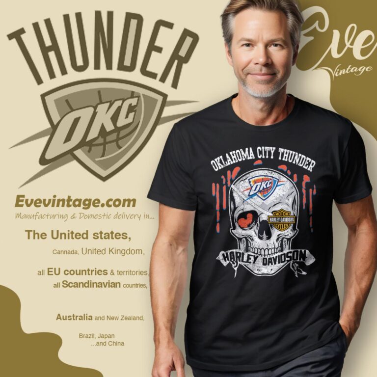 Oklahoma City Thunder Harley Davidson Skull Shirt T Shirt Oklahoma City Thunder Harley Davidson Skull Shirt T Shirt