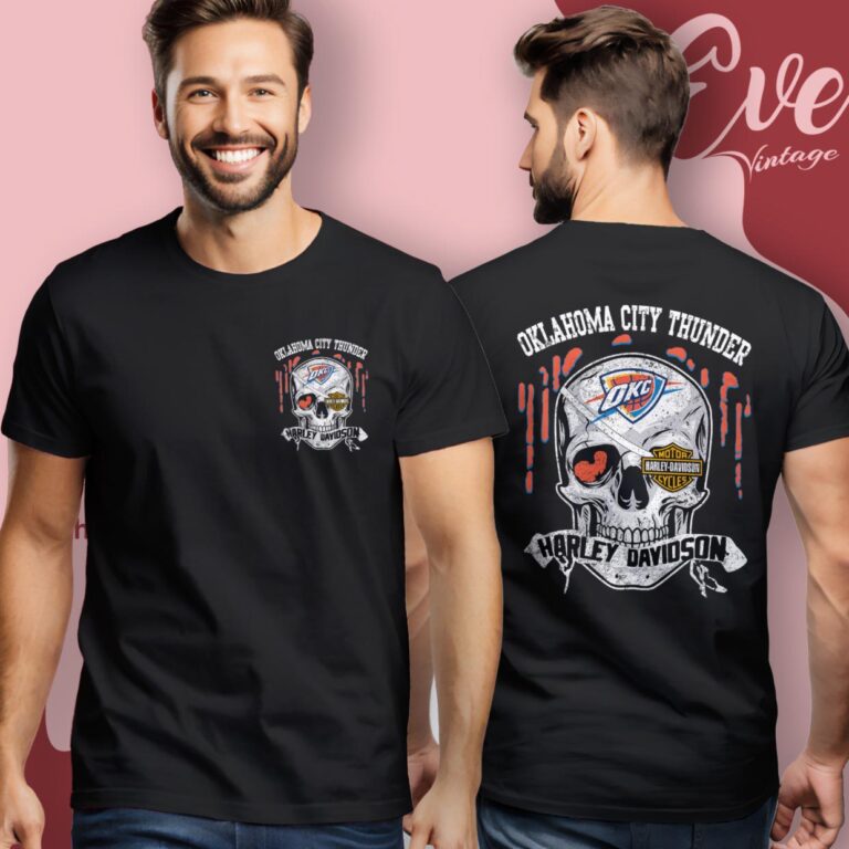 Oklahoma City Thunder Harley Davidson Skull Shirt Women T Shirt Oklahoma City Thunder Harley Davidson Skull Shirt Women T Shirt