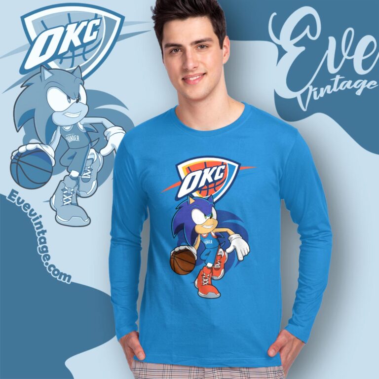 Oklahoma City Thunder Sonic The Hedgehog Shirt Long Sleeve Tee Oklahoma City Thunder Sonic The Hedgehog Shirt Long Sleeve Tee