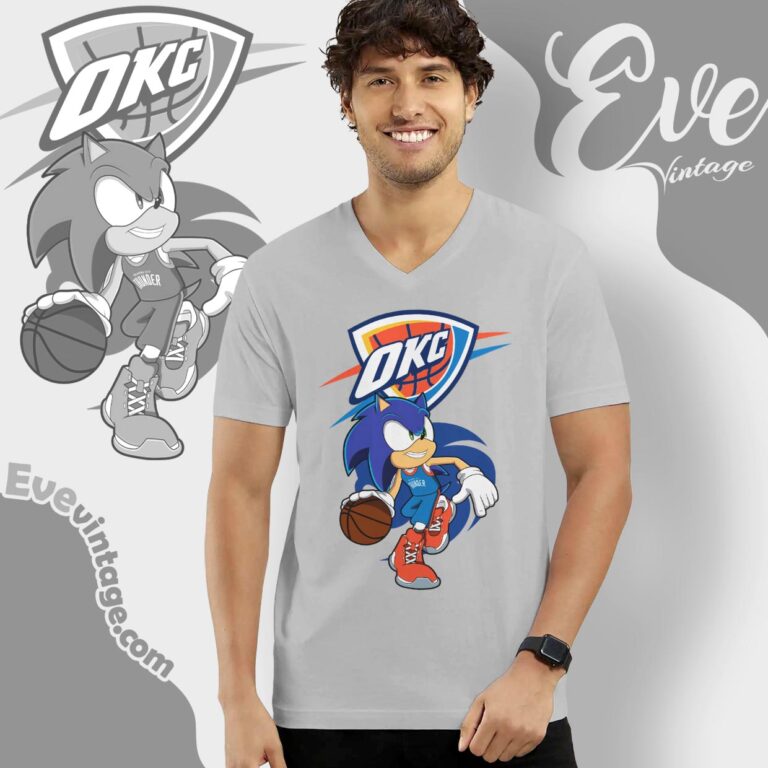 Oklahoma City Thunder Sonic The Hedgehog Shirt V Neck TShirt Oklahoma City Thunder Sonic The Hedgehog Shirt V Neck TShirt