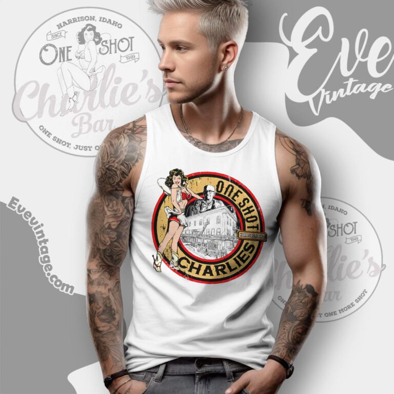 One Shot Charlies Bar Shirt Harrison Idaho Dive Bar Tank Top Racerback One Shot Charlies Bar Shirt Harrison Idaho Dive Bar Tank Top Racerback