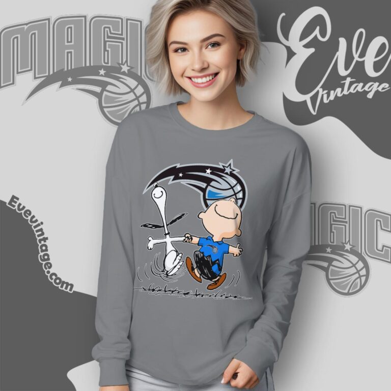 Orlando Magic Charlie Brown Snoopy Happy Dancing Shirt Long Sleeve Tee Orlando Magic Charlie Brown Snoopy Happy Dancing Shirt Long Sleeve Tee