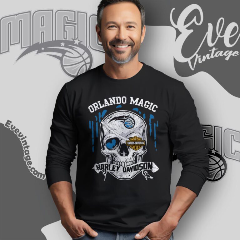 Orlando Magic Harley Davidson Skull Shirt Long Sleeve Tee Orlando Magic Harley Davidson Skull Shirt Long Sleeve Tee