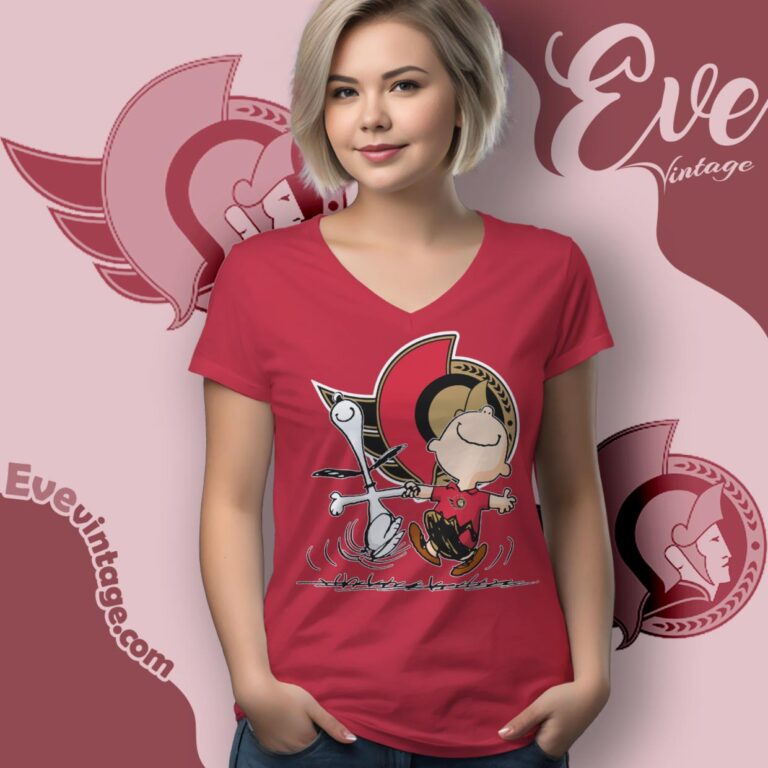 Ottawa Senators Charlie Brown Snoopy Happy Dancing Shirt V Neck TShirt Ottawa Senators Charlie Brown Snoopy Happy Dancing Shirt V Neck TShirt
