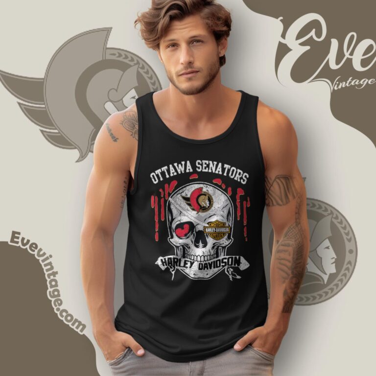 Ottawa Senators Harley Davidson Skull Shirt Tank Top Racerback Ottawa Senators Harley Davidson Skull Shirt Tank Top Racerback