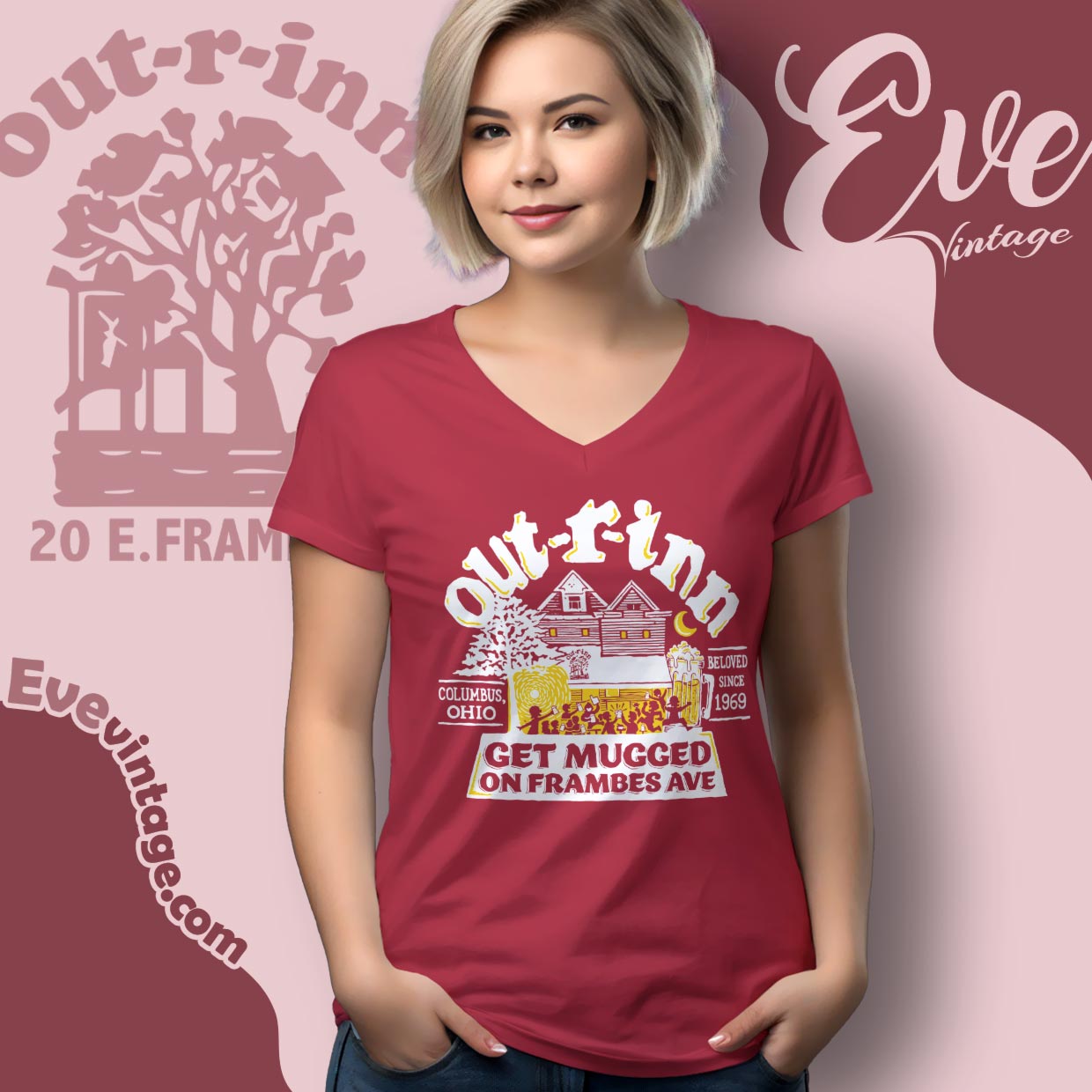 Out R Inn Shirt Columbus Ohio Dive Bar V Neck TShirt Out R Inn Shirt Columbus Ohio Dive Bar V Neck TShirt