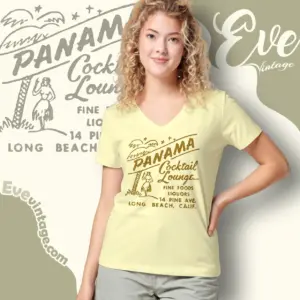 Panama Cocktail Lounge Shirt Long Beach Tiki Bar V Neck TShirt